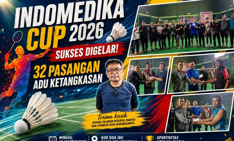Turnamen Indomedika Cup 2026 Sukses Digelar, 32 Pasangan Adu Ketangkasan